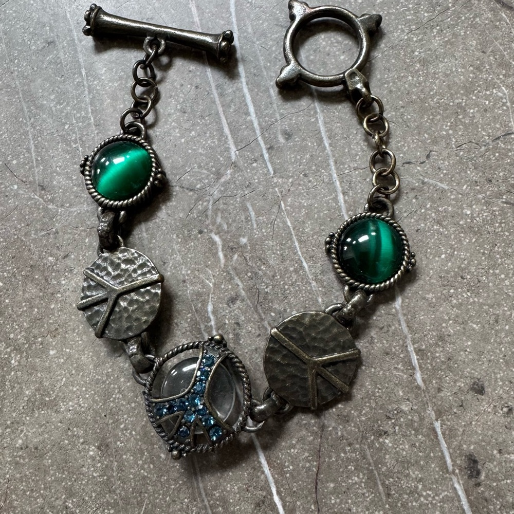 Lucky Brand Green and Silver Bracelet NWOT